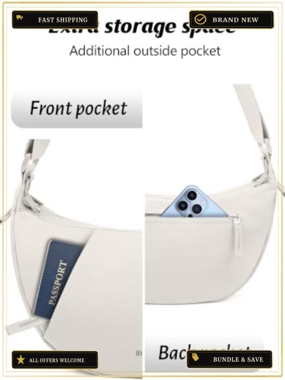 Women's Anti-Theft Crossbody Hobo Bag with Multiple Pockets and Adjustable Strap - Picture 5 of 6